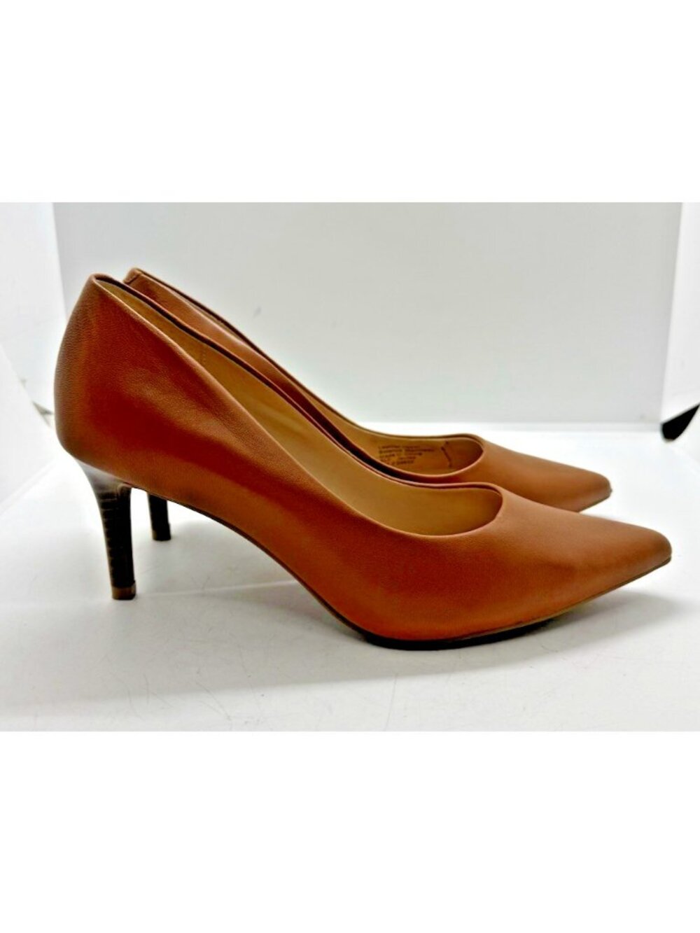 Alfani Step n Flex Leather Pumps Jeules Caramel Nude Sz 8 Point Toe Womens Shoes
